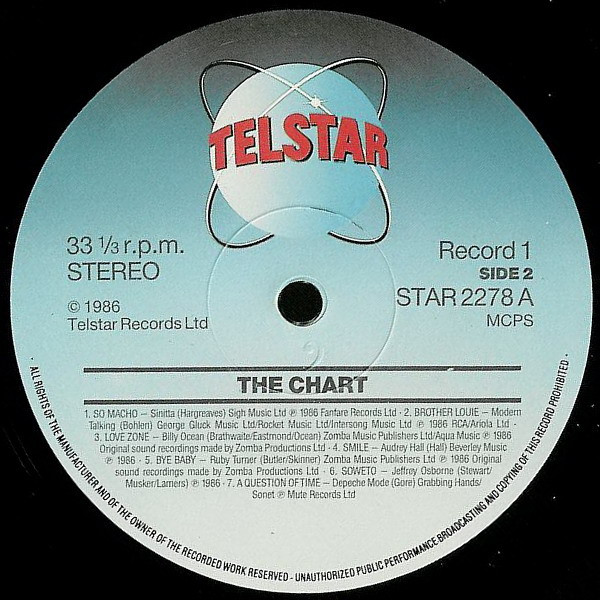 Various - Chart / The Chart '86 - Used Vinyl Record image 3