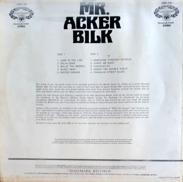 Acker Bilk And His P - Mr. Acker Bilk - Used Vinyl Record image 2