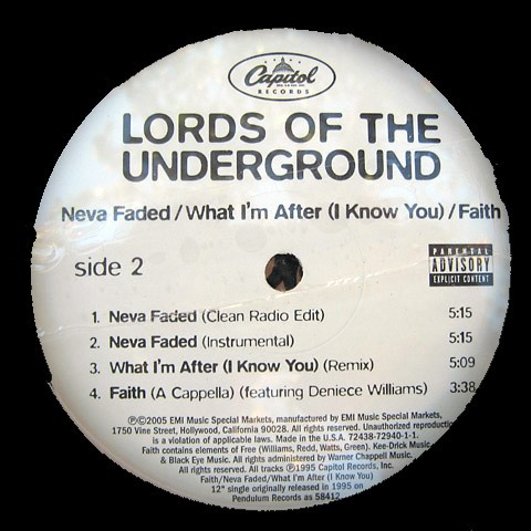 Lords Of The Undergr - Faith / Neva Faded - Used Vinyl Record 12" image 3