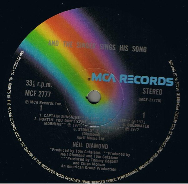 Neil Diamond - And The Singer Sings His Song - Used Vinyl Record image 3