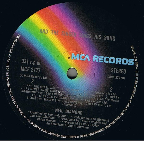 Neil Diamond - And The Singer Sings His Song - Used Vinyl Record image 4