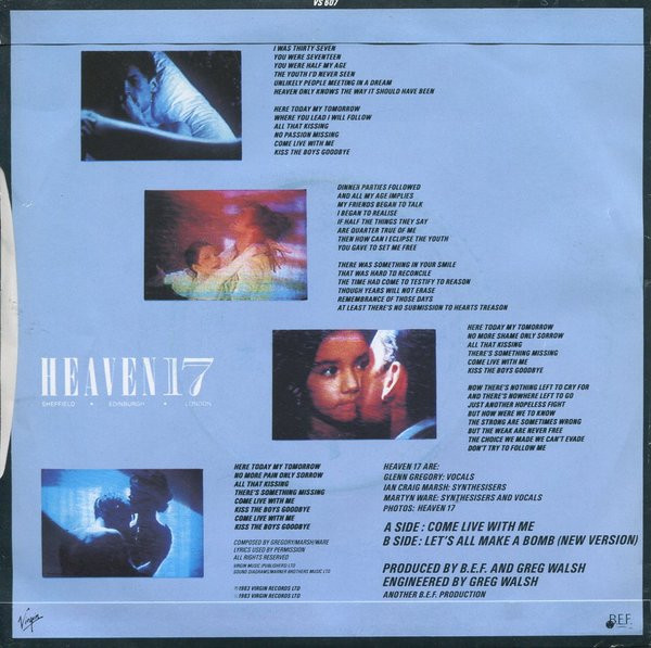 Heaven 17 - Come Live With Me - Used Vinyl Record 7" image 2