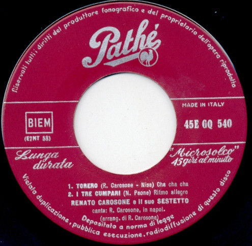 Renato Carosone E Il - Carosone E Il Suo Sestetto - Used Vinyl Record image 4