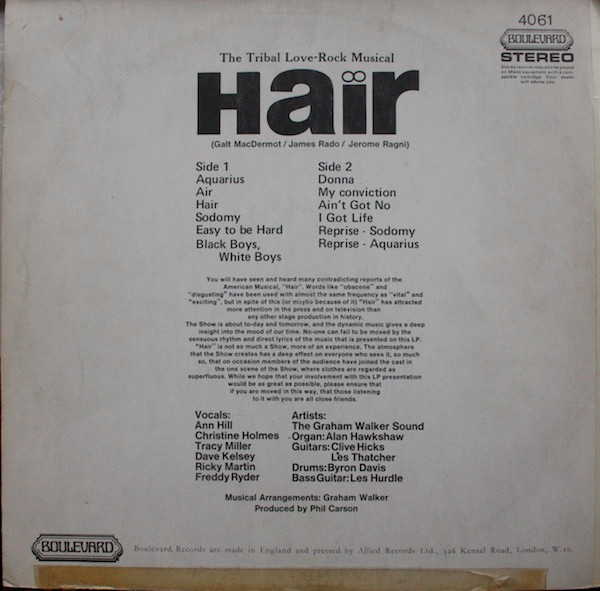 Graham Walker Sound - Hair - The Tribal Love-Rock Musical - Used Viny image 2