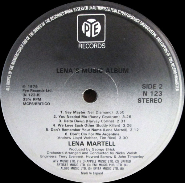Lena Martell - Lena's Music Album - Used Vinyl Record image 4