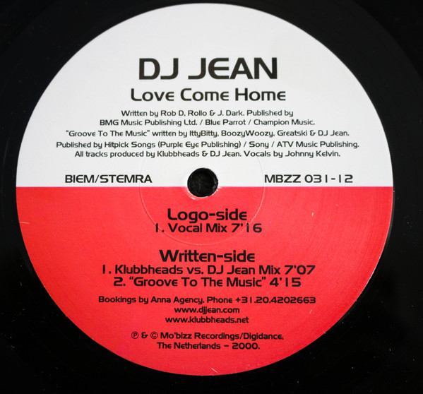 DJ Jean - Love Come Home - Used Vinyl Record 12" image 2