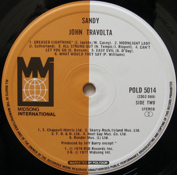 John Travolta - Sandy - Used Vinyl Record lp image 3