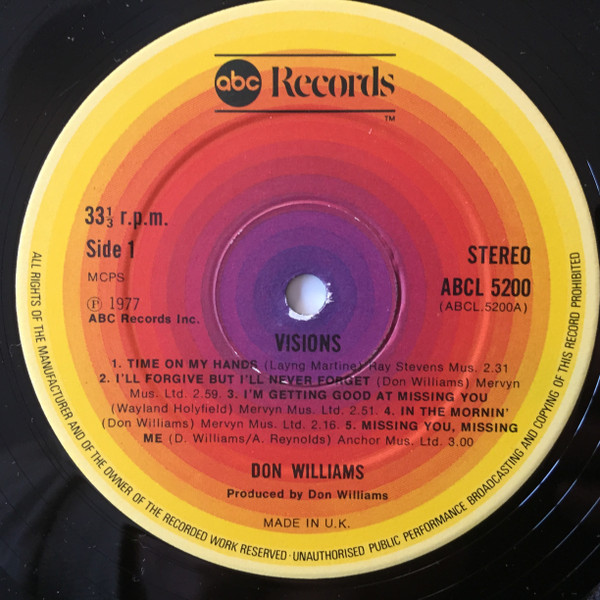 Don Williams - Visions - Used Vinyl Record image 3