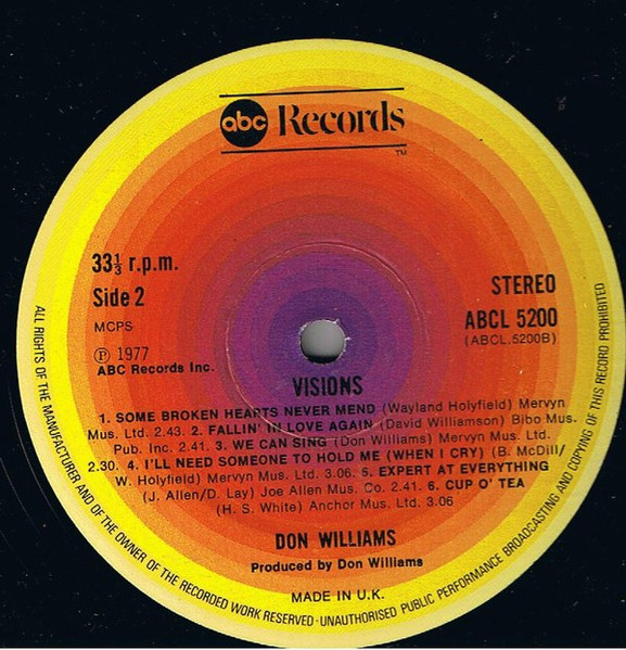 Don Williams - Visions - Used Vinyl Record image 4
