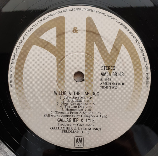 Gallagher & Lyle - Willie And The Lapdog - Used Vinyl Record image 3