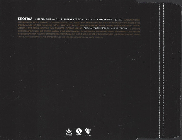 Madonna - Erotica - Used CD image 2