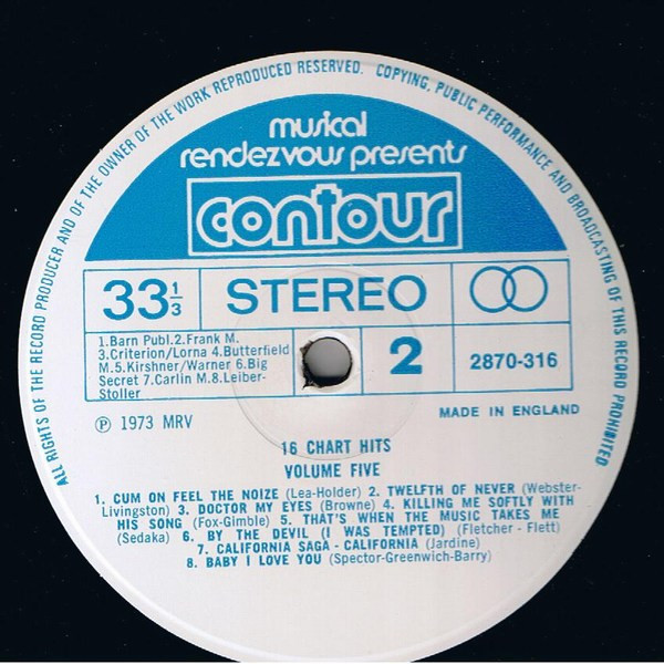 Unknown Artist - 16 Chart Hits Vol 5 - Used Vinyl Record image 4