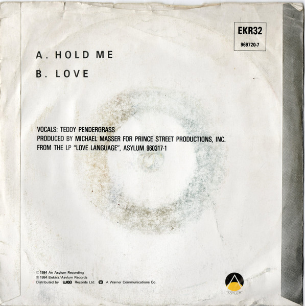 Teddy Pendergrass - Hold Me / Love - Used Vinyl Record 7" image 2