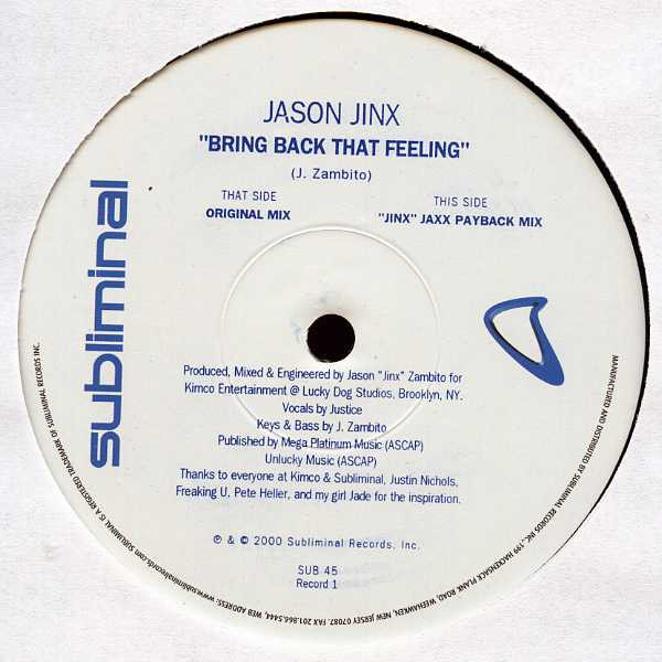 Jason Jinx - Bring Back That Feeling - Used Vinyl Record 12" image 2