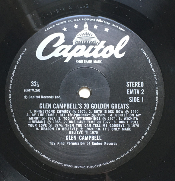 Glen Campbell - 's Twenty Golden Greats - Used Vinyl Record image 3