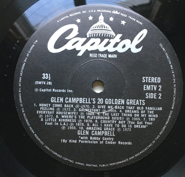 Glen Campbell - 's Twenty Golden Greats - Used Vinyl Record image 4