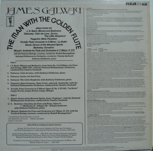 James Galway - Man With The Golden Flute - Used Vinyl Record image 2