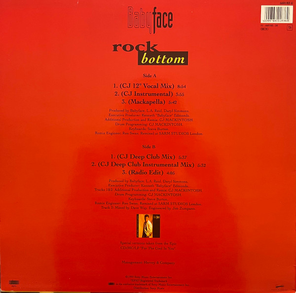 Babyface - Rock Bottom (The CJ Mackintosh Mixes) - Used Vinyl Record image 2