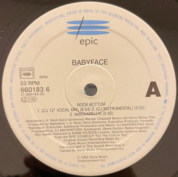 Babyface - Rock Bottom (The CJ Mackintosh Mixes) - Used Vinyl Record image 3