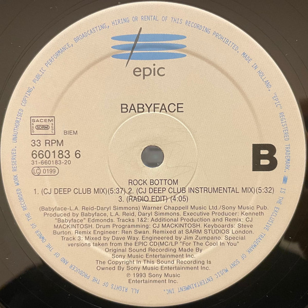 Babyface - Rock Bottom (The CJ Mackintosh Mixes) - Used Vinyl Record image 4