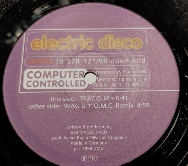 Computer Controlled - Electric Disco (Remixes) - Used Vinyl Record 12 image 3
