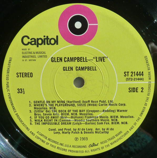 Glen Campbell - Live - Used Vinyl Record image 3