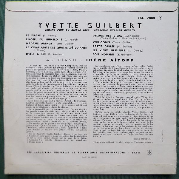 Yvette Guilbert - Used Vinyl Record image 2