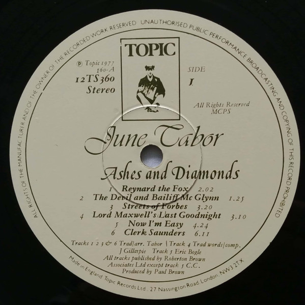 June Tabor - Ashes And Diamonds - Used Vinyl Record image 3