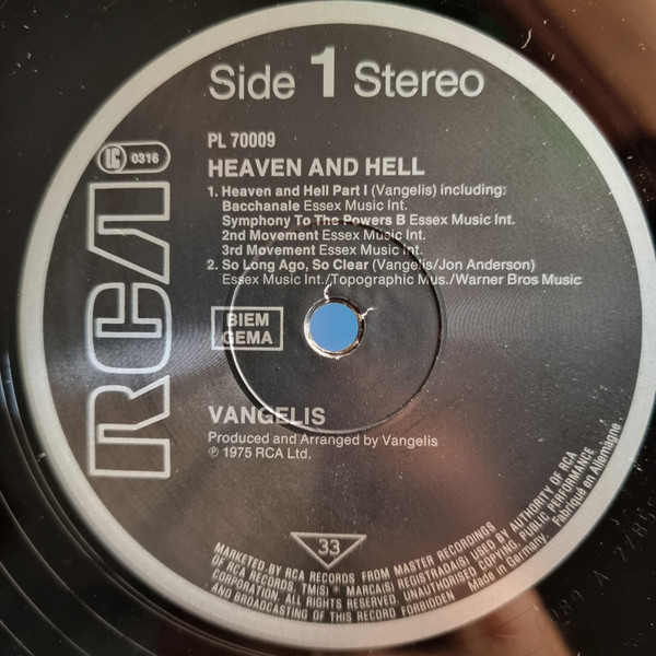 Vangelis - Heaven And Hell - Used Vinyl Record image 5