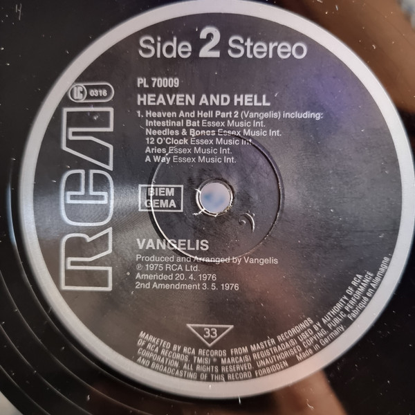 Vangelis - Heaven And Hell - Used Vinyl Record image 6
