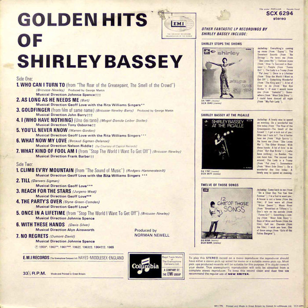 Shirley Bassey - Golden Hits Of - Used Vinyl Record image 4