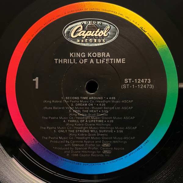 King Kobra - Thrill Of A Lifetime - Used Vinyl Record image 3