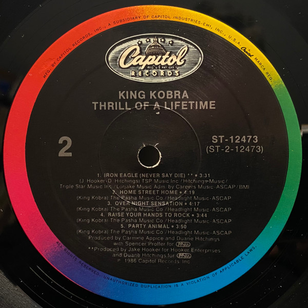 King Kobra - Thrill Of A Lifetime - Used Vinyl Record image 4