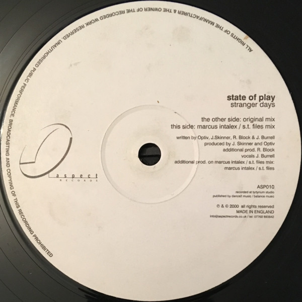 State Of Play - Stranger Days - Used Vinyl Record 12" image 3