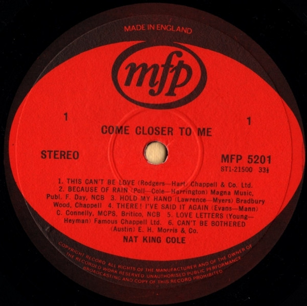 Nat King Cole - Come Closer To Me - Used Vinyl Record image 3
