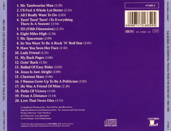 Byrds - 20 Essential Tracks From The Boxed Set: 1965-1990 - Used CD image 2