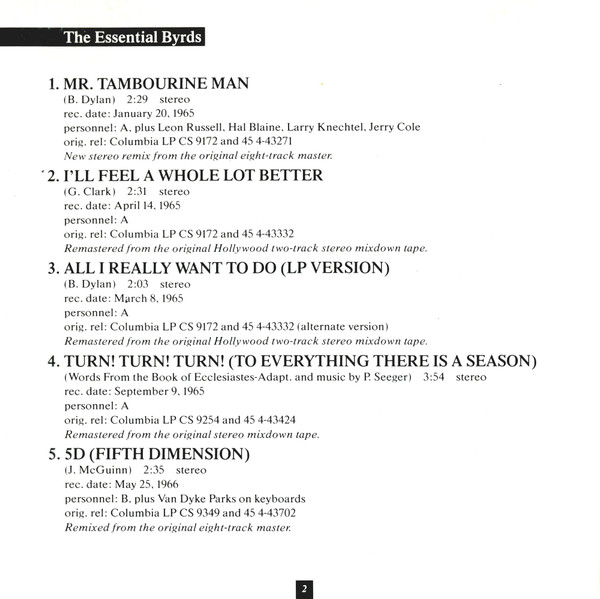 Byrds - 20 Essential Tracks From The Boxed Set: 1965-1990 - Used CD image 6