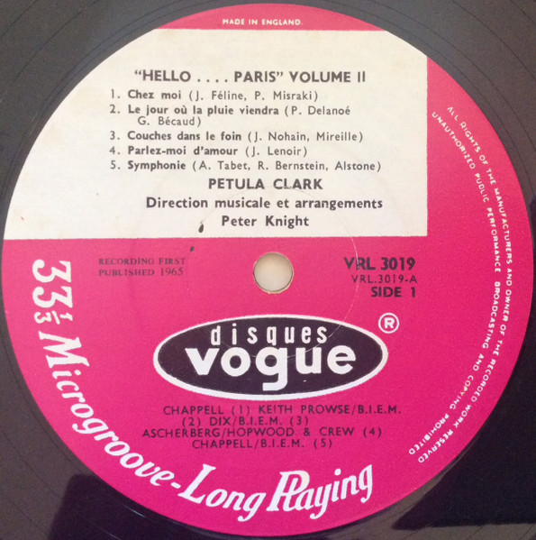 Petula Clark - Hello Paris Vol. II - Used Vinyl Record image 3