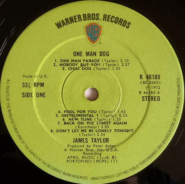 James Taylor - One Man Dog - Used Vinyl Record image 3