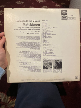Matt Monro - Born Free (Invitation To The Movies) - Used Vinyl Record image 2