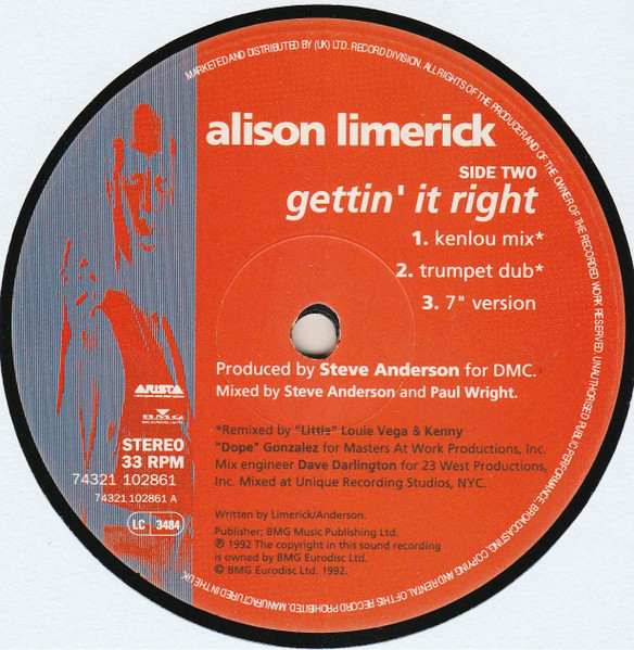 Alison Limerick - Gettin' It Right - Used Vinyl Record 12" image 4