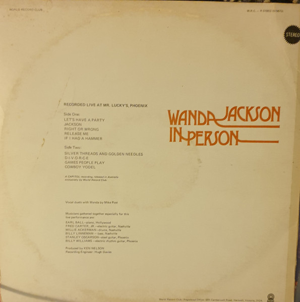 Wanda Jackson - In Person - Used Vinyl Record image 2
