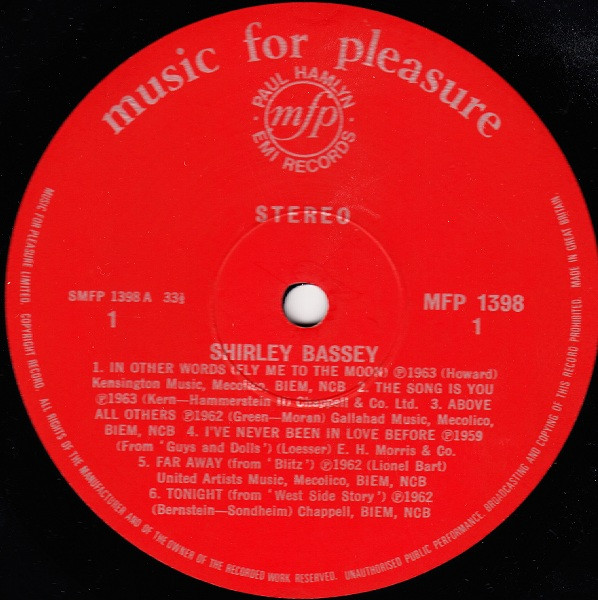 Shirley Bassey - Fabulous - Used Vinyl Record image 3