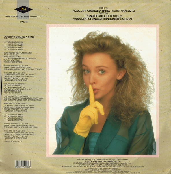 Kylie Minogue - Wouldn't Change A Thing - Used Vinyl Record 12" image 2