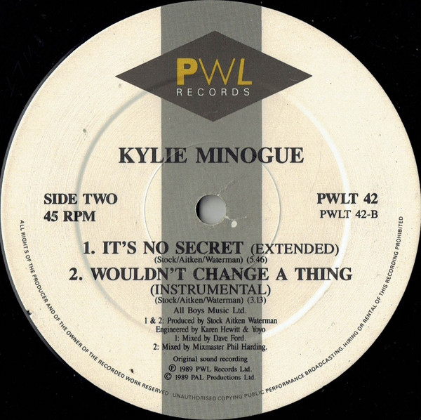 Kylie Minogue - Wouldn't Change A Thing - Used Vinyl Record 12" image 4