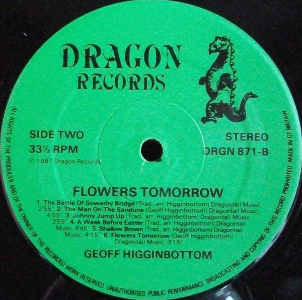 Geoff Higginbottom - Flowers Tomorrow - Used Vinyl Record image 4