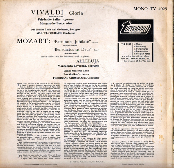 Antonio Vivaldi - Gloria / Exsultate, Jubilate With The Famous Allel image 2