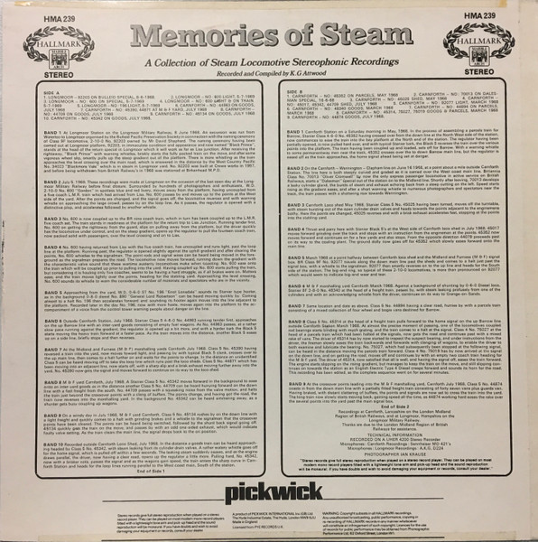 No Artist - Memories Of Steam - Used Vinyl Record image 2
