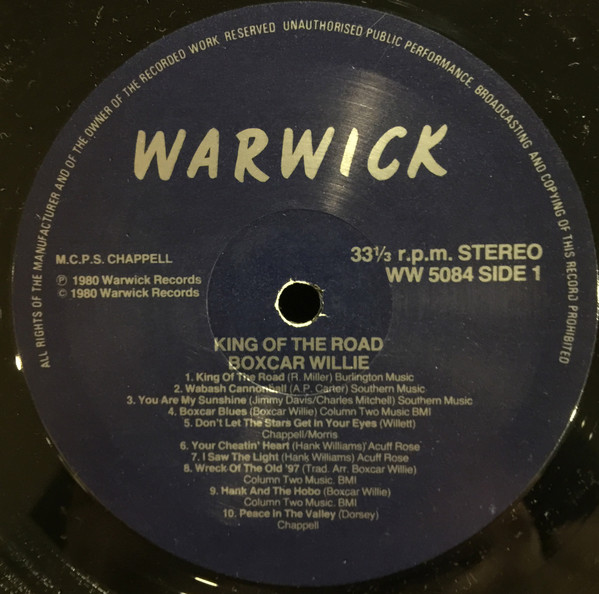 Boxcar Willie - King Of The Road - Used Vinyl Record image 3