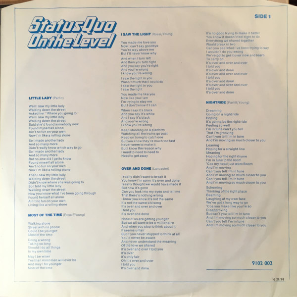 Status Quo - On The Level - Used Vinyl Record image 6